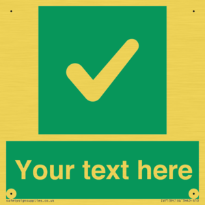 Custom green background, green square with tick sign